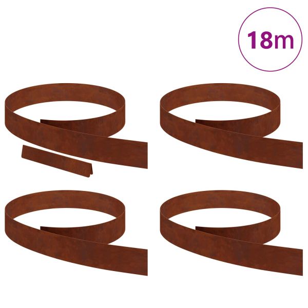 Ограда за трева 4 pcs Ръждясало 450 x 0,05 x 10 см