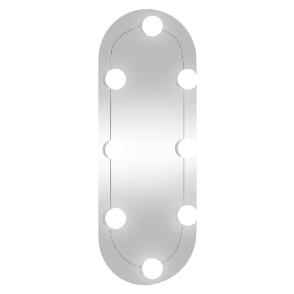 Стенно огледало с LED лампи 20x50 см стъкло овално