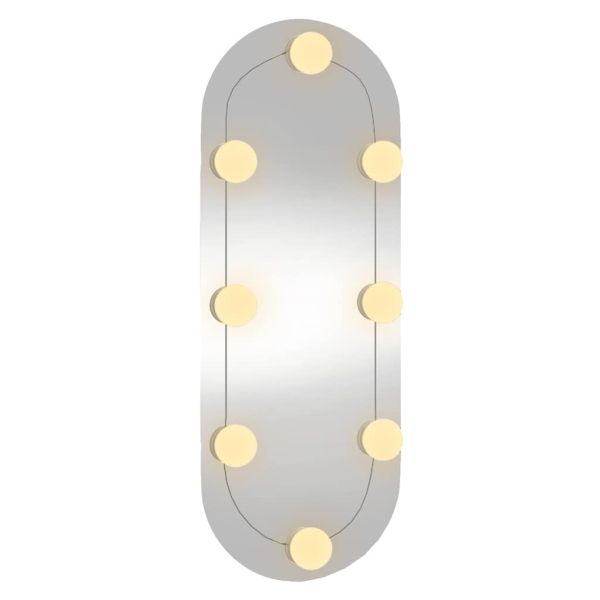 Стенно огледало с LED лампи 20x50 см стъкло овално
