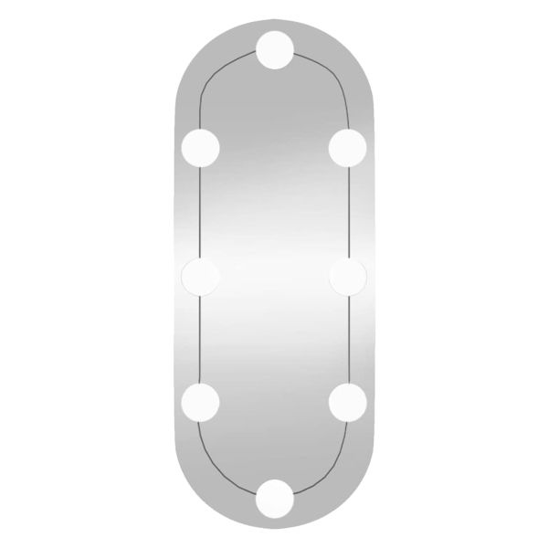 Стенно огледало с LED лампи 20x50 см стъкло овално