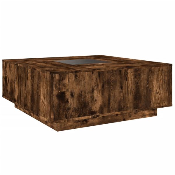 Маса за кафе с Infinity LED, опушен дъб, 100x100x40 см