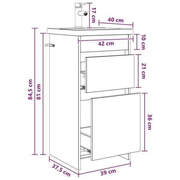 Баня с мивка Опушен дъб 42 x 40 x 84,5 см Инженерна дървесина