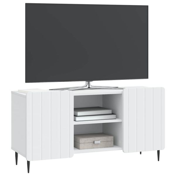 ТВ шкаф Бяло 102 x 34,5 x 52 см Инженерна дървесина