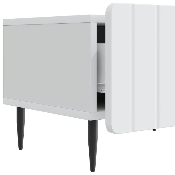 ТВ шкаф с чекмедже Бяло 147 x 34,5 x 32 см Инженерна дървесина