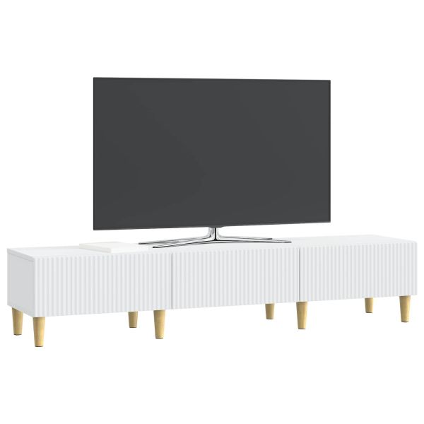 ТВ шкаф с чекмедже Бяло 147 x 34,5 x 30 см Инженерна дървесина
