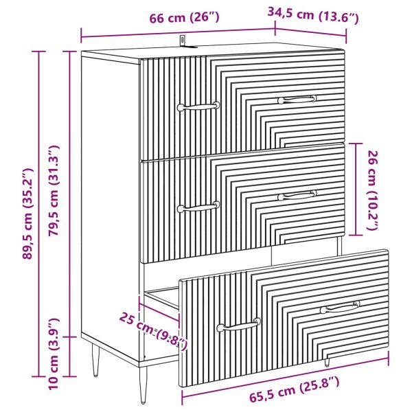 Чекмеджетен шкаф Бяло 66 x 34,5 x 89,5 см Инженерна дървесина