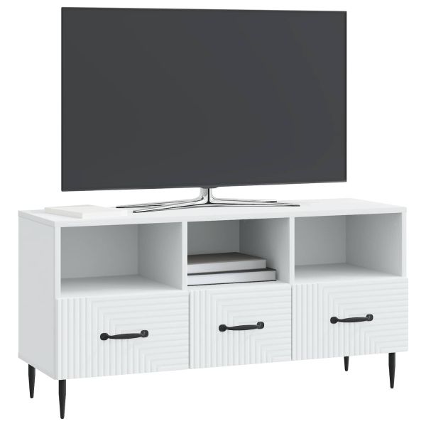 ТВ шкаф с чекмедже Бяло 102 x 34,5 x 50 см Инженерна дървесина