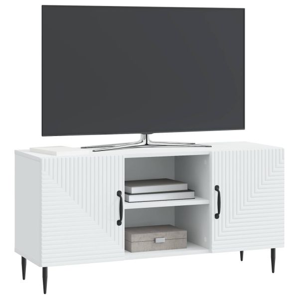 ТВ шкаф Бяло 102 x 34,5 x 50 см Инженерна дървесина