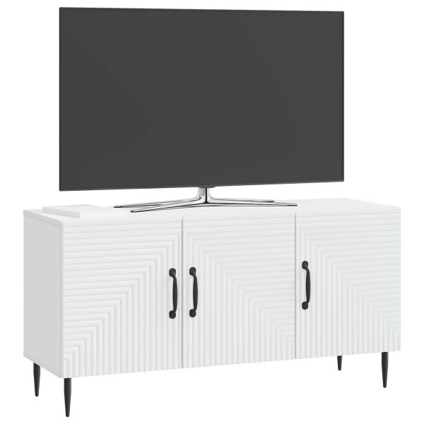 ТВ шкаф Бяло 99 x 34,5 x 50 см Инженерна дървесина