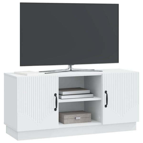 ТВ шкаф Бяло 102 x 34,5 x 47 см Инженерна дървесина