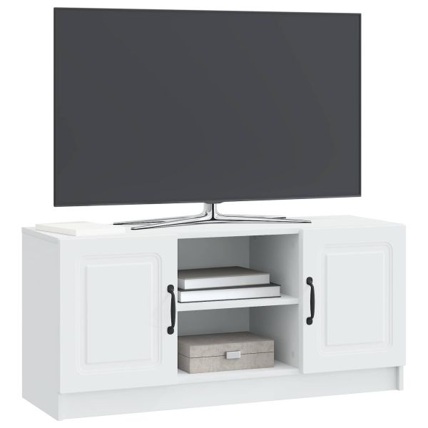 ТВ шкаф Бяло 102 x 34,5 x 47 см Инженерна дървесина