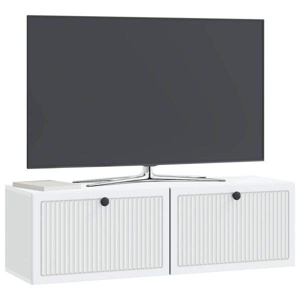 Стенно монтиран ТВ шкаф Монтиране на стена Бяло 98 x 31 x 30 см