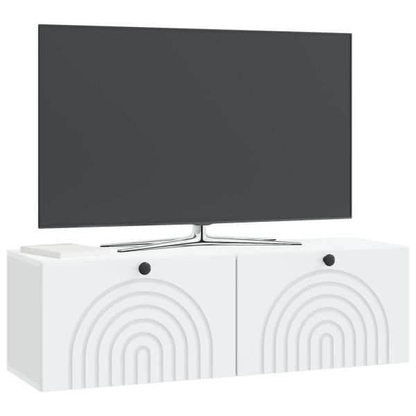 Стенно монтиран ТВ шкаф Монтиране на стена Бяло 98 x 31 x 30 см