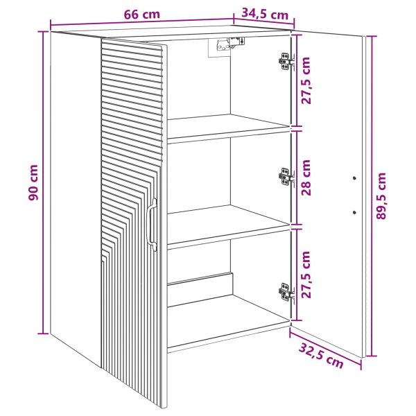 Стенно шкафче Бяло 66 x 34,5 x 90 см Инженерна дървесина