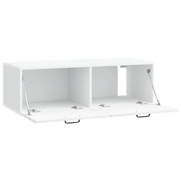 Стенно монтиран ТВ шкаф Монтиране на стена Бяло 98 x 41 x 30 см