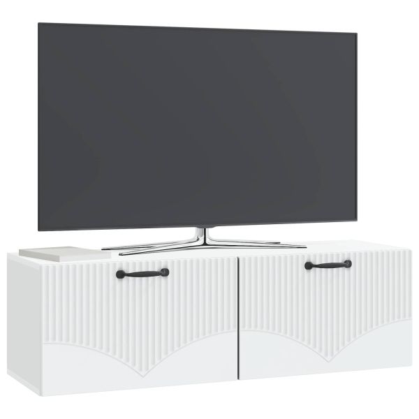 Стенно монтиран ТВ шкаф Монтиране на стена Бяло 98 x 31 x 30 см