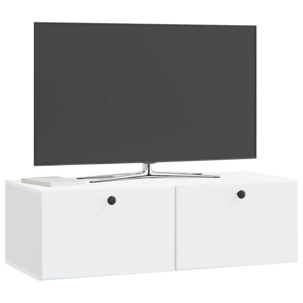 Стенно монтиран ТВ шкаф 98 x 41 x 30 см Бяло