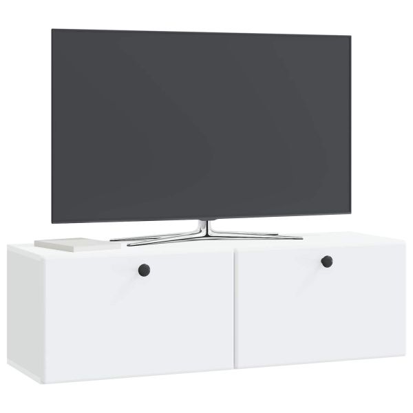 Стенно монтиран ТВ шкаф 98 x 31 x 30 см Бяло