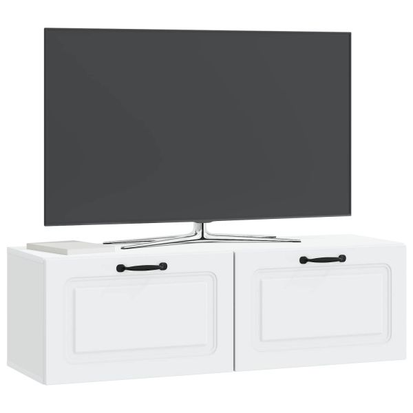 Стенно монтиран ТВ шкаф Монтиране на стена Бяло 98 x 31 x 30 см