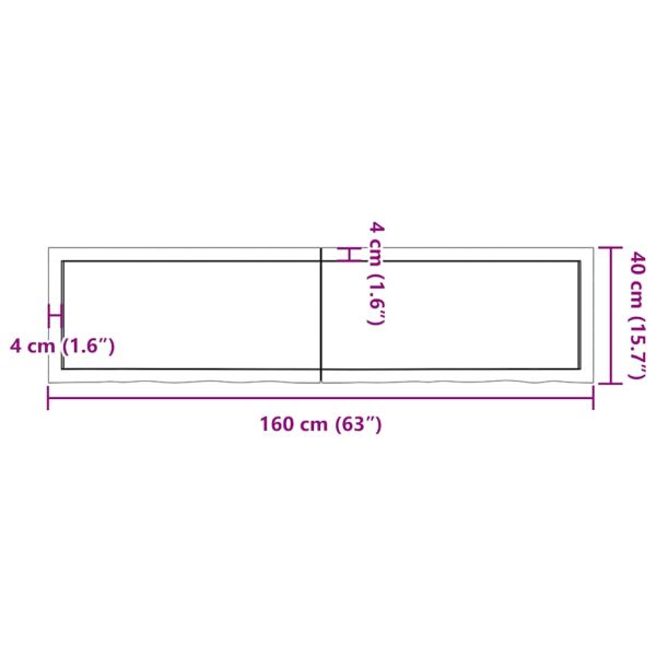 Плот за маса светлокафяв 160x40x(2-4) см обработен масивен дъб