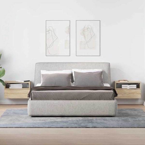 Нощни шкафчета за стенен монтаж, 2 бр, сонома дъб, 45x26x28,5см