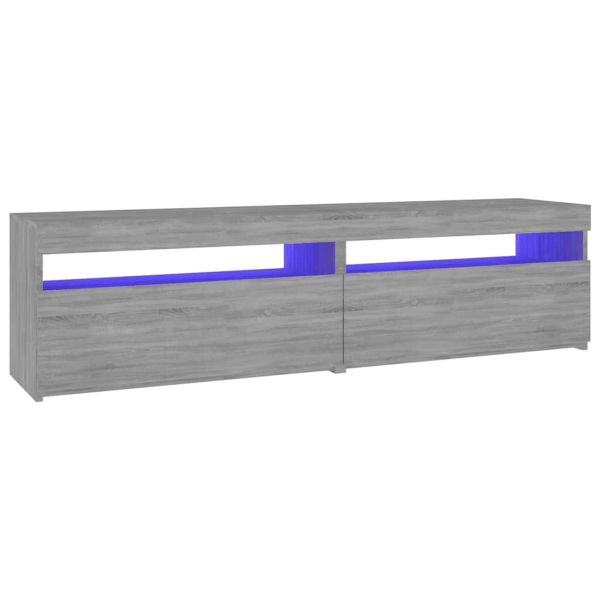 ТВ шкафове с LED осветление, 2 бр, сив сонома, 75x35x40 см