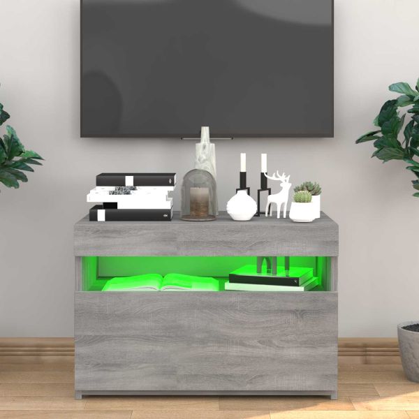 ТВ шкаф с LED осветление, сив сонома, 60x35x40 см