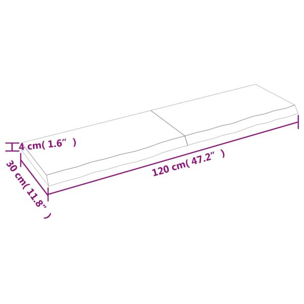Стенен рафт светлокафяв 120x30x(2-4) см обработен масивен дъб