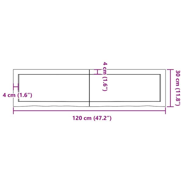 Стенен рафт светлокафяв 120x30x(2-4) см обработен масивен дъб