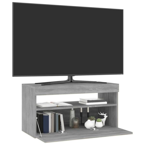 ТВ шкаф с LED осветление, сив сонома, 75x35x40 см