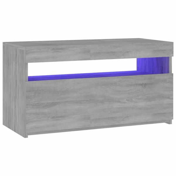 ТВ шкаф с LED осветление, сив сонома, 75x35x40 см