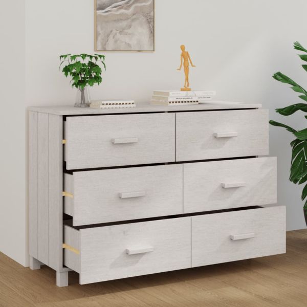Сайдборд HAMAR, бял, 113x40x80 см, борово дърво масив