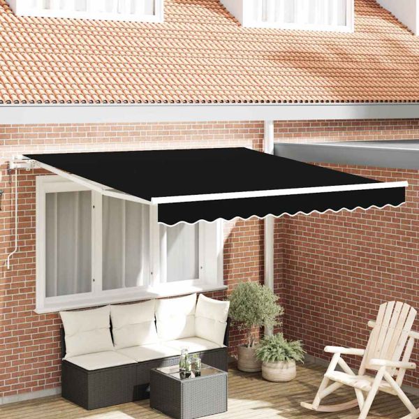 Прибираща се тента Черно 350 x 250 cm Тъкан и алуминий