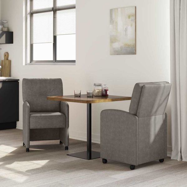 Столове с Колела с колела 2 pcs Сив 57 x 67 x 95 см Изкуствена