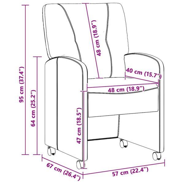 Столове с Колела с колела 2 pcs Сив 57 x 67 x 95 см Изкуствена