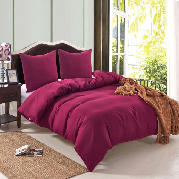 Комплект пликове за завивка, бордо, 155x220/80x80 см