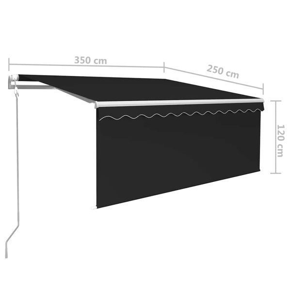 Автоматично прибиращ се сенник с щора, 3,5x2,5 м, антрацит