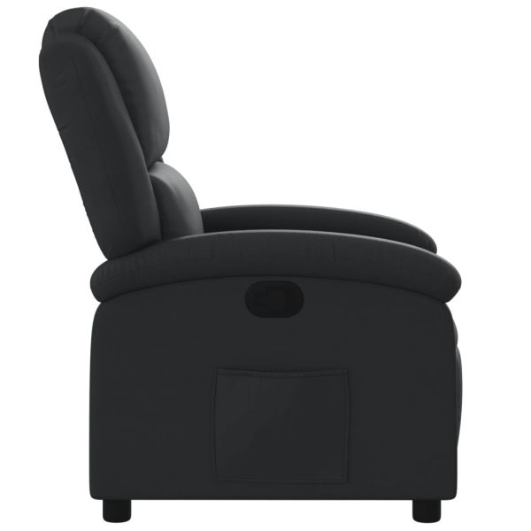 Фотьойл с регулируема облегалка, черен, естествена кожа