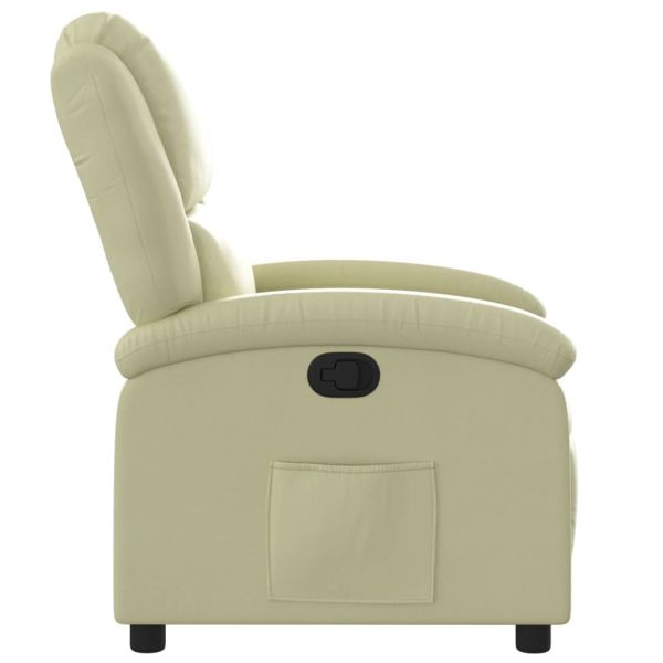 Кресло с регулируема облегалка, кремаво, естествена кожа