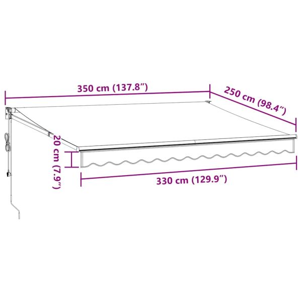 Прибираща се тента, антрацит и бяло, 3,5x2,5 м, плат и алуминий