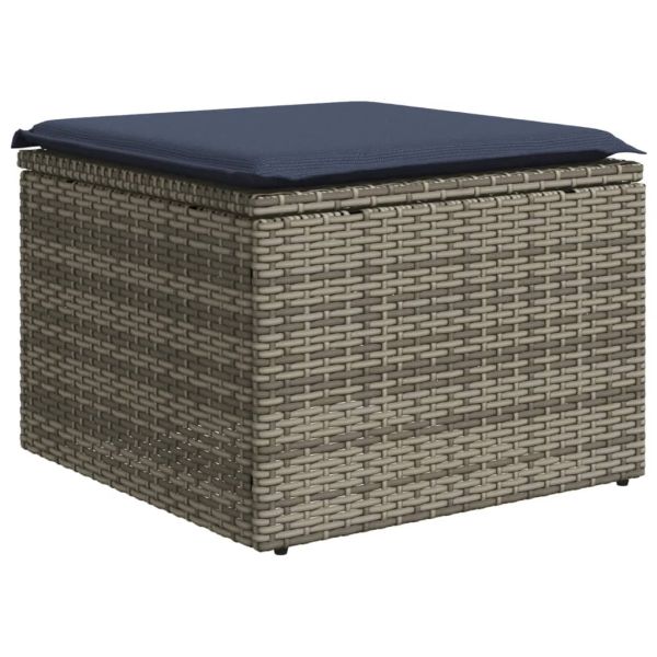 Градински комплект от 6 дивана с възглавници, сив, полиратан