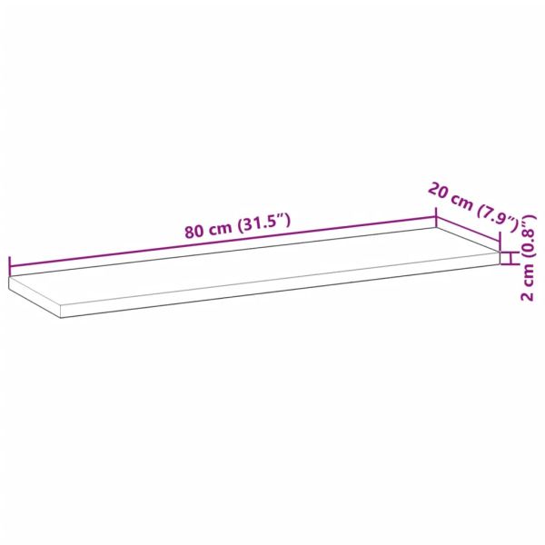 Плаващ рафт 80x20x2 см, необработен масив, акация