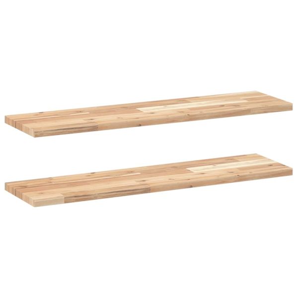 Плаващи рафтове, 2 бр., 80x20x2 см, необработена масивна дървесина, акация