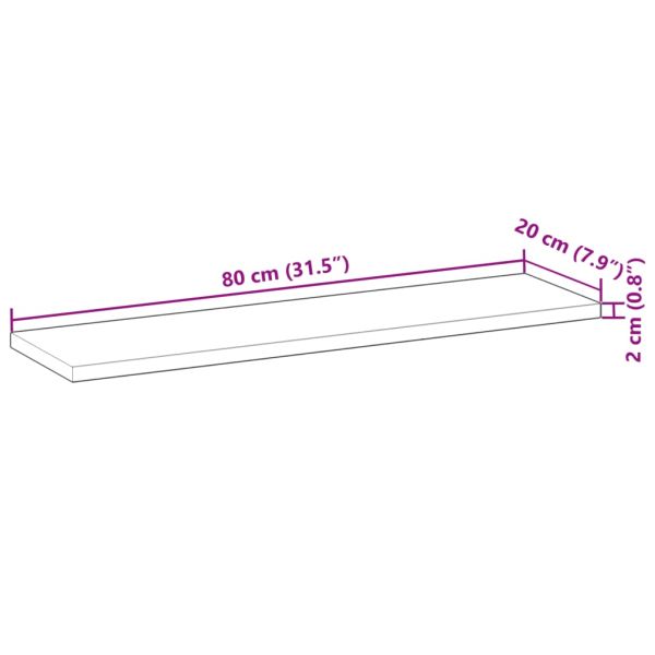 Плаващи рафтове, 2 бр., 80x20x2 см, необработена масивна дървесина, акация