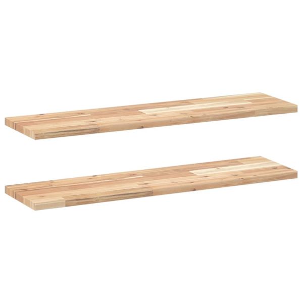 Плаващи рафтове, 2 бр., 100x20x2 см, необработена масивна акация