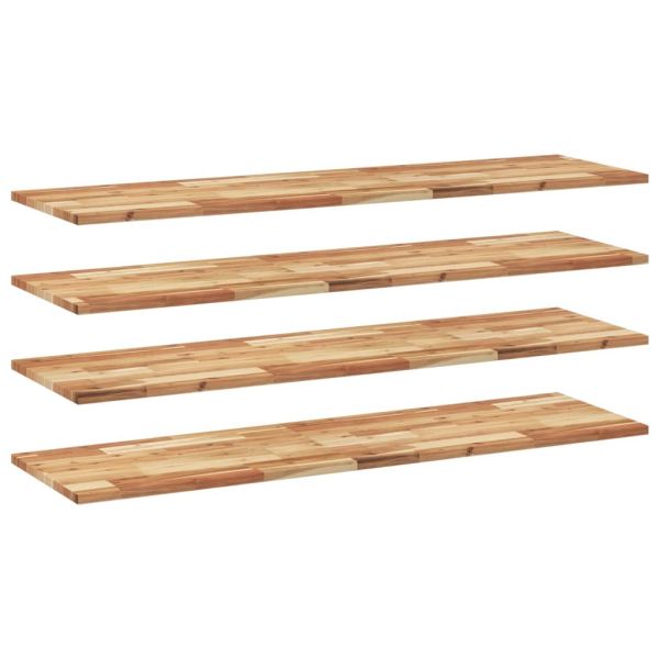 Плаващи рафтове, 4 бр., 120x40x2 см, маслено обработени, масивна дървесина, акация
