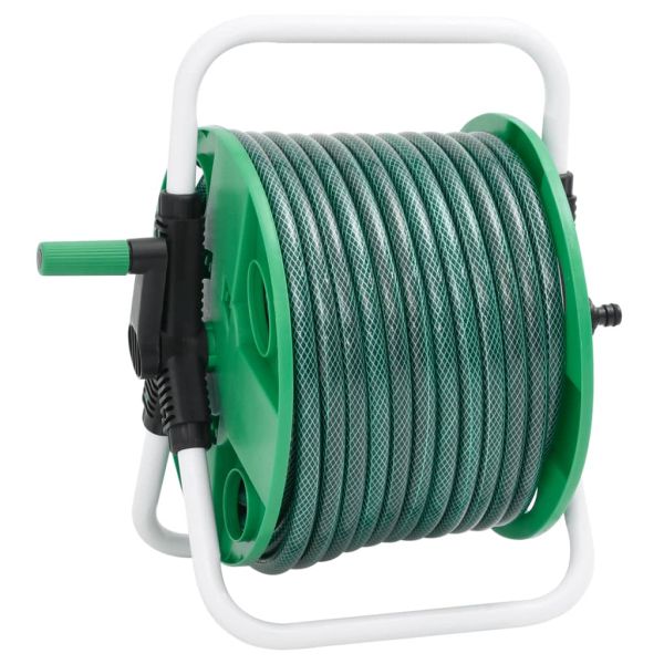 Свободностояща зелена макара за маркуч с 20 м PVC маркуч