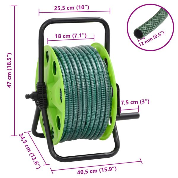 Свободностояща зелена макара за маркуч с 20 м PVC маркуч