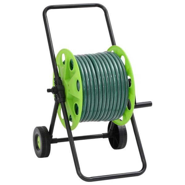 Зелена количка за маркуч с комплект фитинги за маркуч 0,5 50 м PVC