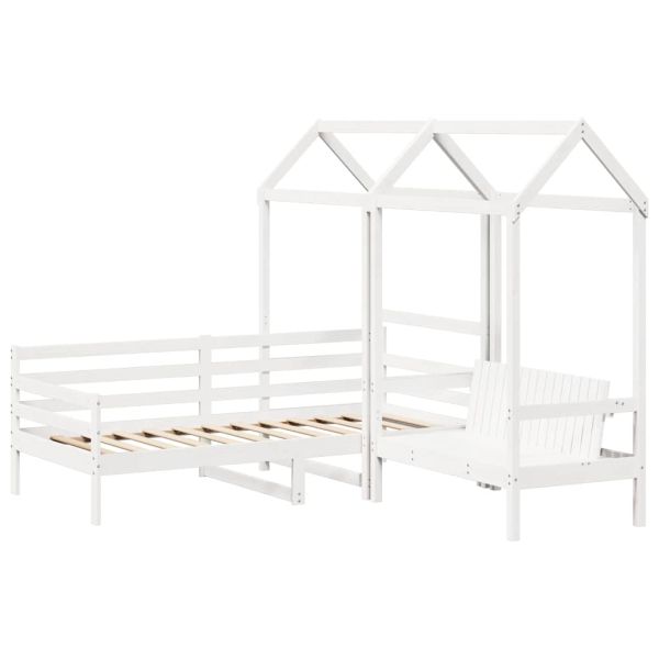 Комплект кушетка и пейка с покрив без матрак, бяло, 80x200 см